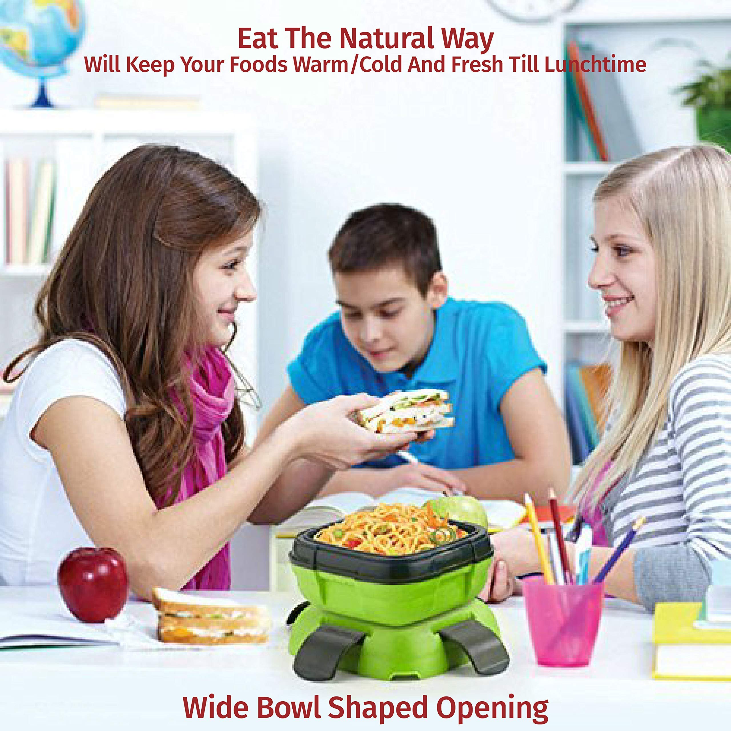 Pinnacle Insulated Leak Proof Lunch Box for Adults and Kids - Thermal Lunch Container With NEW Heat Release Valve 16 oz ~Set of 2~ Blue-Green