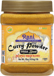 Rani Curry Powder Mild (10-Spice Authentic Indian Blend) 1lb (454g) PET Jar ~ All Natural | Salt-Free | NO Chili or Peppers | Vegan | No Colors | Gluten Friendly | NON-GMO | Kosher | Indian Origin