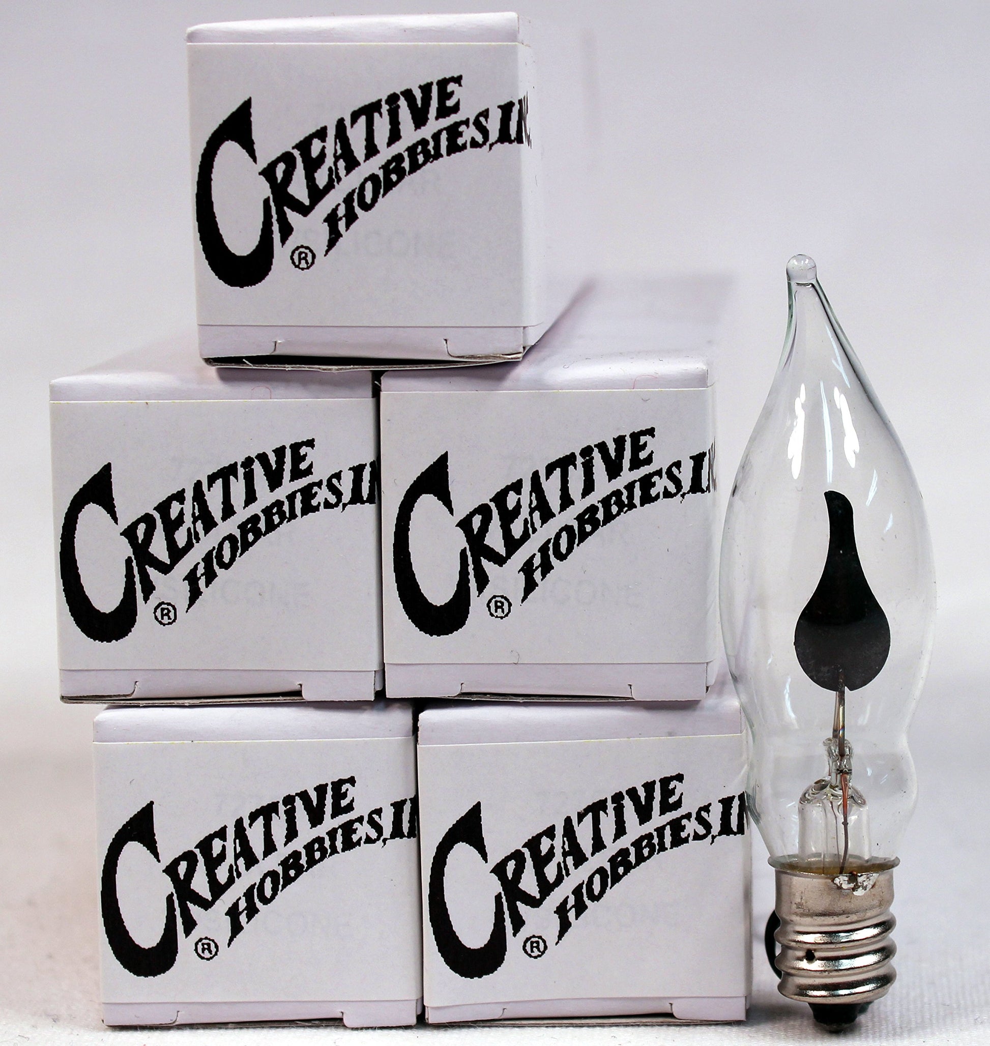 Creative Hobbies® A101 Flicker Flame Light Bulb - 3 Watt, 130 Volt, E12 Candelabra Base, Nickel Plated Base - Dances with a Flickering Orange Glow | 5 Pack