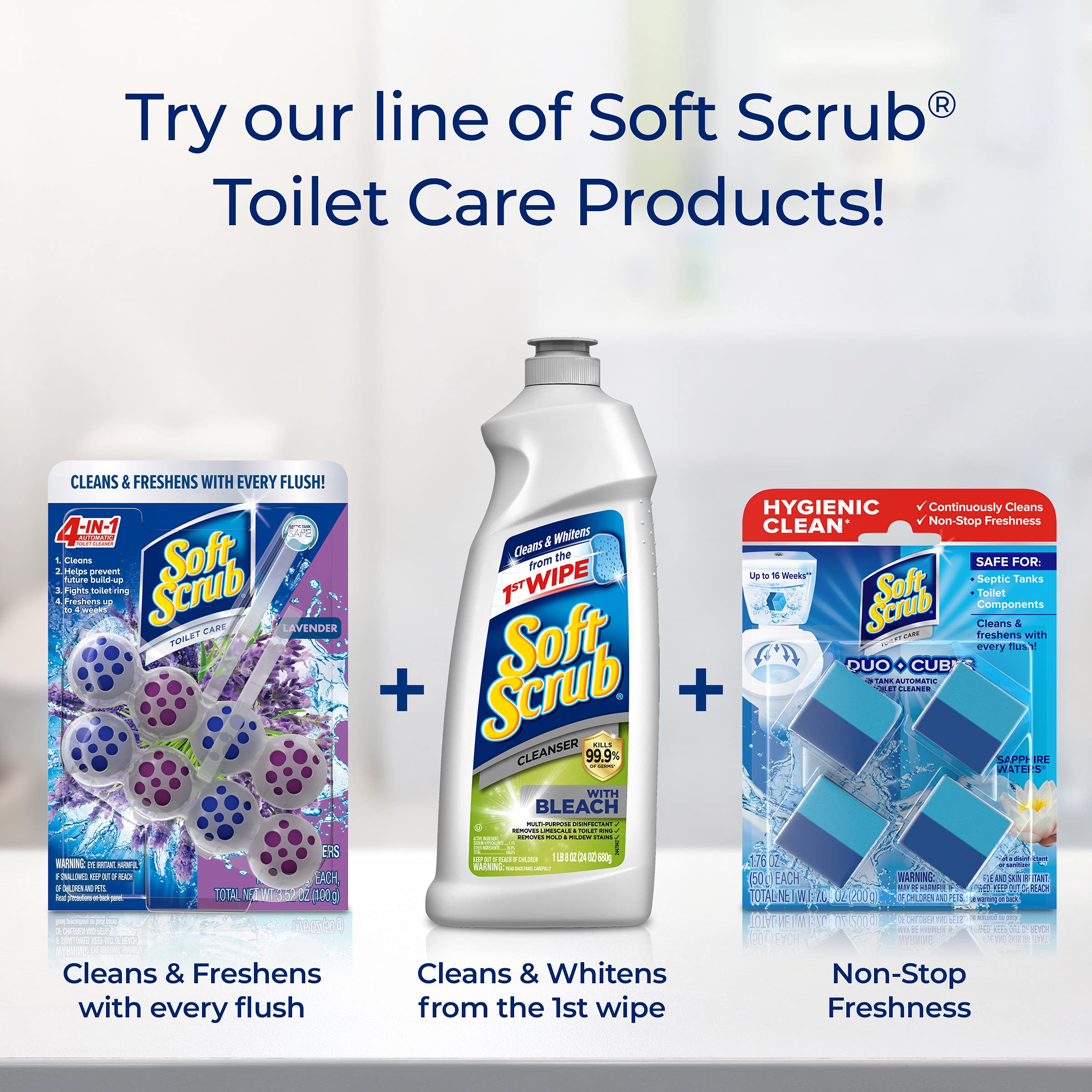 Soft Scrub 4-in-1 Rim Hanger Toilet Bowl Cleaner, Lavender, 2 Count