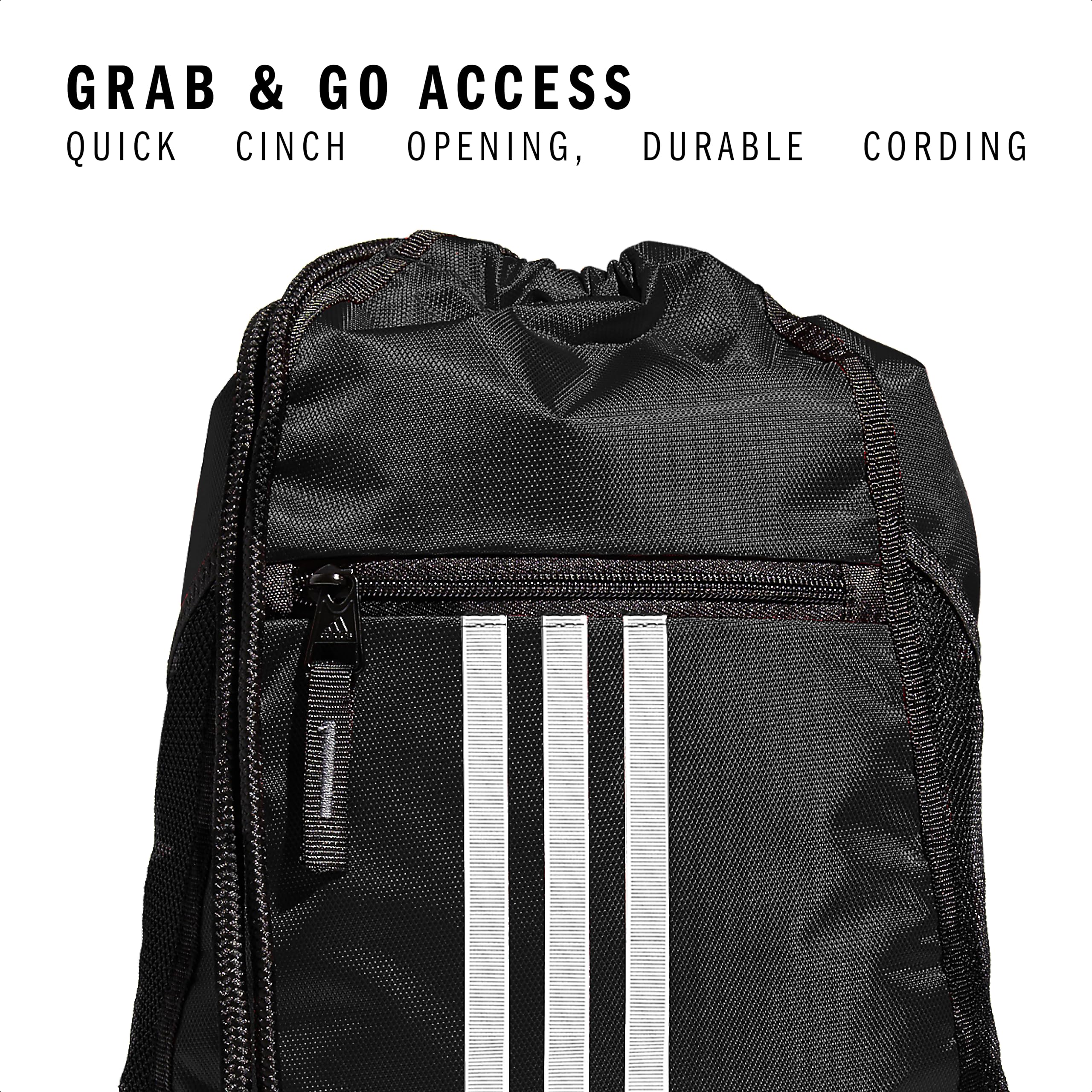 adidas Alliance Sackpack, Drawstring Backpack, Lightweight Small Gym Bag for Women and Men, Black, One Size