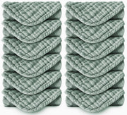 Spotted Play Muslin Burp Cloths 100% Cotton Large 20''x10'' Extra Soft and Absorbent Baby Wash Cloths Spit Up Rags - Baby Burping Cloth for Boys Girls Items(12 Pack Green)