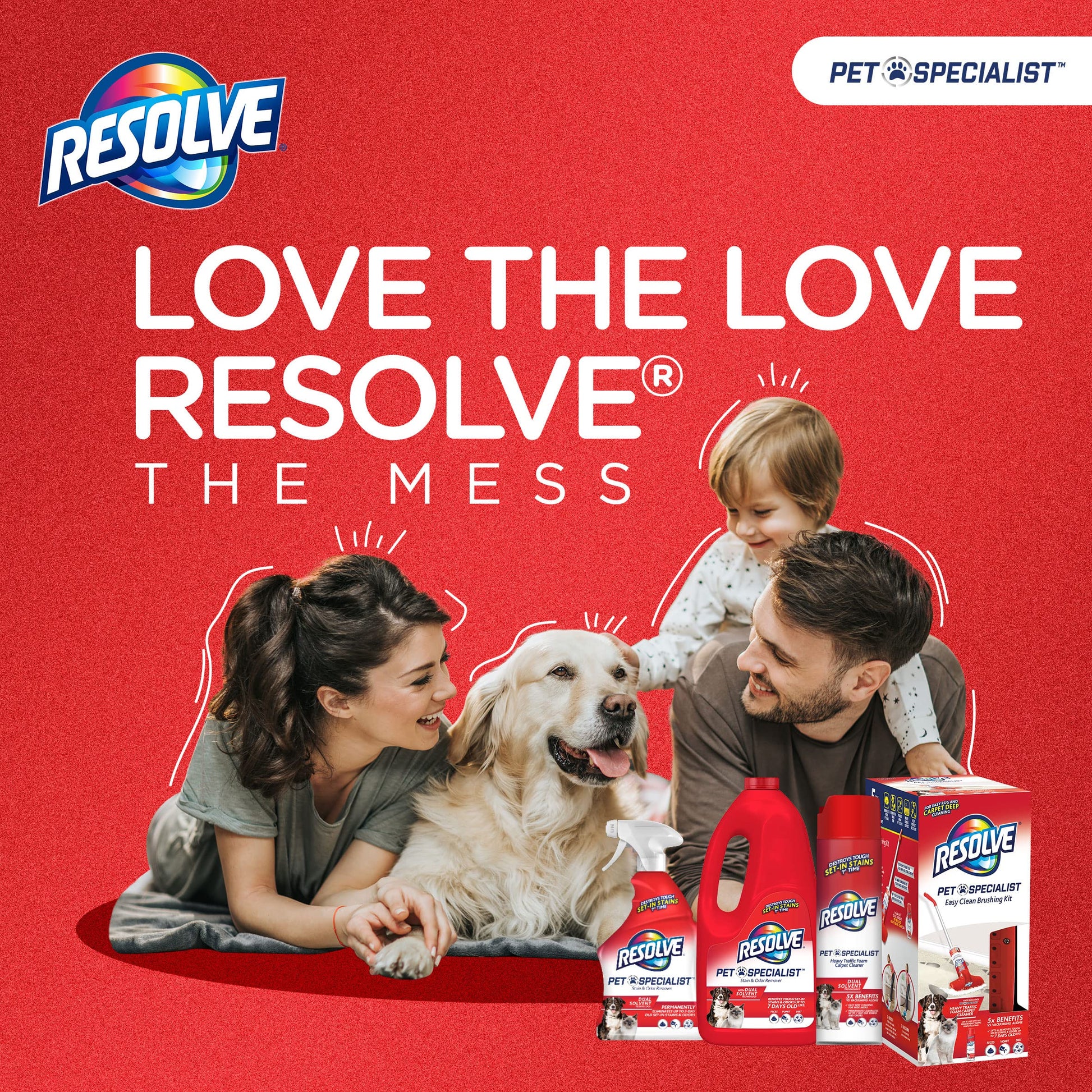 Resolve Pet Specialist Heavy Traffic Foam, Carpet Cleaner, Pet Stain And Odor Remover, Carpet Cleaner Solution, 2 Pack Of 22oz